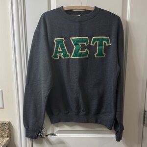 Alpha Sigma Tau AST Sorority Greek Letters Gray Champion Crewneck Sweatshirt M